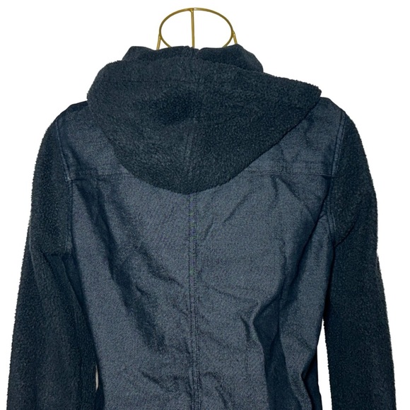 Prana Mixed Media Toni Jacket in Dark Indigo with Warm Arms in Black & Hoodie, S - Picture 9 of 16